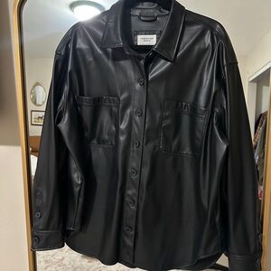 American Eagle Outfitters Women's Black Faux Leather Jacket